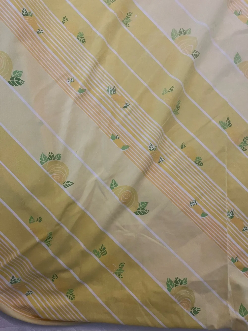 Vintage Monticello Yellow Floral Striped fitted sheet percale